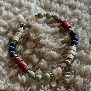 Handmade Clay Bead Bracelet with Gold Details